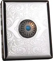 [Lorxilar] Cigarette Case Metal for 20 Cigarettes, Cigarette Box Double Sided Spring Clip Open Pocket Holder,One Size,Silver