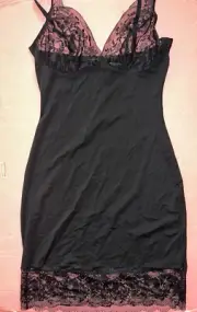 NWT Victoria's Secret M SLIP dress BLACK FLORAL LACE SLIMMING angel