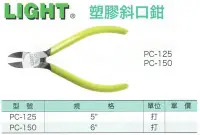 在飛比找Yahoo!奇摩拍賣優惠-LIGHT 塑膠斜口鉗 PC-125/PC-150