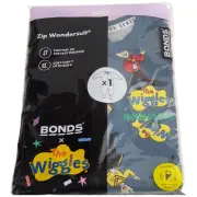 BONDS The Wiggles Baby Boys NEW Zippy Coverall Wondersuit Black Size 00 3-6 Mths