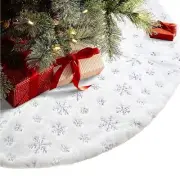 36in Christmas Tree Skirt Silver Snow Flakes