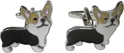 [Kiola Designs] Black and Beige Toned Corgi Dog Cufflinks, Metal, other
