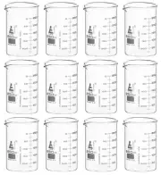 Eisco Labs 250ml Low Form Beakers, ASTM - Borosilicate Glass - 12 Pack