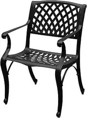 [Oakland Living] 1016-MESH-KD-CHAIR-LBK Modern Outdoor Mesh Cast Aluminum Black Patio Dining Chair