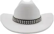 [ZJSCNBE] Artificial Wool Women's Men's Western Cowboy Hat Vintage Gentleman Felt Fedoras Hats Cowgirl Jazz Cap Sombrero Hombre