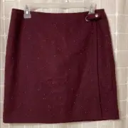 Womens Banana Republic Skirt Mini A-Line Wine Color Sparkle Career Chic Sz 8 NWT