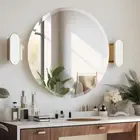 Frameless Round Wall Hanging Mirror Silver Glass Mirror Vanity Mirror Home Decor