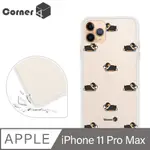 CORNER4 IPHONE 11 PRO MAX 6.5吋柔滑觸感軍規防摔手機殼-跑跑黑柯基(白殼)