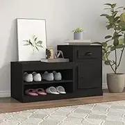Shoe Storage Cabinet with 1 Door, Shoe Organizer with Drawer, Freestanding Shoe Rack Cabinet for Entryway, Foyer, Hallway, 100x42x60 cm, Black