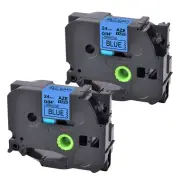2PK 1" Compatible with Brother TZ-551 TZe-551 Black on Blue Label Tape P-Touch