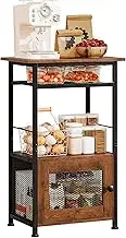 Forthcan Coffee Bar Station, 3-Tier Small Coffee Stand Station with Storage, Coffee Bar Cabinet, Rustic Wood Coffee Bar Station Coffee Table for Living Room, Entryway, Kitchen and Small Space