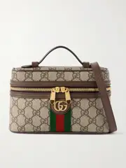 [Gucci] Gucci - Ophidia Leather-trimmed Coated-canvas Mini Shoulder Bag - Beige - One size One size Neutrals