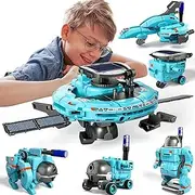 Solar Robot Kits for Kids, Solar Power Building Kit, Educational STEM Toys, Multiple Robot Models in Kit Set, Solar-Powered, Light Blue, for Kids