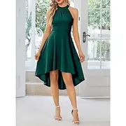 A-Line Wedding Guest Dresses Elegant Dress Wedding Guest Engagement Asymmetrical Sleeveless Halter Neck Stretch Chiffon with Pleats 2025