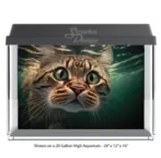 Brown Fluffy Cat Swimming Polyester Fish Tank Glass Backdrop Aquarium Background