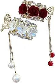 GANAZONO 2Pcs Hair with Tassel Stylish Ponytail Holder Clips for Women Durable Claw Design for Daily Use for Weddings and Parties