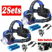 2PCS Outdoor Headlamp Camping Headlight Sport Flashlight Head Torch Rechargeable