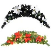 Christmas Arch with LED Lights 90 cm PVC Decoration Black/Green and Red vidaXL