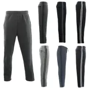 NEW Men's Fleece Lined Track Pants w Zip Pocket Striped Casual Track Suit Pants