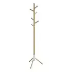 Resi Standing Coat Tree White Powder Base Natural Wood Pole