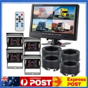 9" QUAD SCREEN MONITOR CAR REAR VIEW BACK UP CAMERA +20m CABLE FOR BUS TRUCK RV