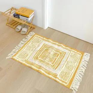 【MYUMYU 沐慕家居】摩洛哥風手工棉麻編織流蘇地毯地墊(亞當/巴庫斯)