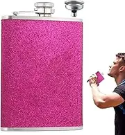 Derwrtup Drinking Hip Flask | Stainless Steel Alcohol Flask Hip Flask with Funnel - Glitter Drinking Pot Leak-Proof Portable Liquor Flask for Whisky & Wine