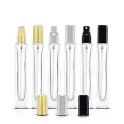 Pack of 6 - 10ml Square Perfume Glass Spray Bottle Travel Sample Size Thick Base
