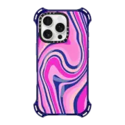 iPhone 16 Pro Bounce Case MagSafe Compatible pink swirls transparent pattern
