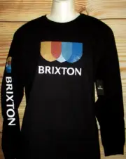 MENS BRIXTON BLACK LONG SLEEVE ORGANIC COTTON T-SHIRT SIZE M