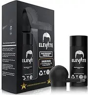 ELEVATE Hair Perfecting 2-in-1 Kit Set Includes Natural BLACK Hair Thickening Fibers & Spray Applicator Pump Nozzle | Instantly Conceal & Thicken Thinning or Balding Hair Areas | Men and Women
