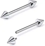 [Gnznzko] 14G 16G Astm F136 Titanium Internally Threaded Nipple Piercing Jewelry Straight Barbell Spik G23 Implant Grade Solid Titanium Nipple Bars Piercing Rings Jewelry for Women Men 12mm 14mm 16mm