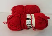 2 Partial Skeins Caron Simply Soft Party Yarn Red Sparkle #0015 5 oz Total