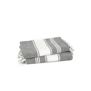 Set of 2 100% Cotton Diamond Turkish Beach Towels - Ebony