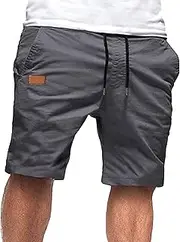 [JEShifangjiusu] Men's Elastic Waist Quick Dry Short Pant for Travel Classic Fit Drawstring Shorts Summer Beach Casual Shorts