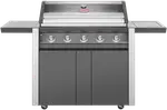 BeefEater 1600 Series Dark 5 Burner BBQ & Trolley with Side Burner, Cast Iron Burners & Grills
