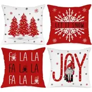 Christmas Throw Pillow Covers 18x18 Set of 4, Merry 18" x 18" (Pack of 4) Red