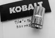 Kobalt 7/16" x 3/8" Dr Standard Chrome Socket 6 Pt # 337795 Free USA Shipping