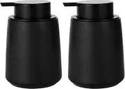 Foaming Hand Soap Dispenser Ceramic, Foam Dish Soap Dispenser for Bathroom and Kitchen Sink, Liquid Pump Bottle for Shampoo, Body Wash, Black, 2 Pack