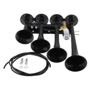 12V / 24V Truck Train Air Horn, 185dB Super Loud Four Trumpet Air Horn for Ca...