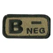 VELCRO® BRAND Fastener Morale Patch Blood Type B- Neg COYOTE 1x2"