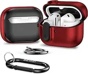 BEWZI for Samsung Galaxy Buds3 Pro/Galaxy Buds3 Case Cover Comes with 2 Hooks, Pushbutton Switch Protective Case for Galaxy Buds 3 / Buds3 Pro Case (Red)