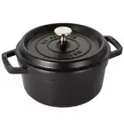 Staub "Pico Cocotte Round Black 20cm" Two Hand Cast Enamel Pot IH C...