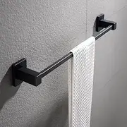 ACA International Single Towel Rail Rack Matte Black Towel Holder 600mm Single Round Rod Stainless Square Shape (Black)