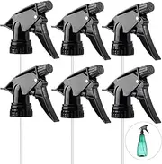 Generic All Purpose T-8 Black Trigger Sprayer with 9-1/4"" Dip Tube and 28mm 28-400 Nozzle, 6 Pack, Industrial Grade, Heavy Duty, Chemical Resistant, Adjustable Stream Mist, for Spray Bottles