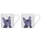 2x Ashdene Paws & All 380ml Mug Coffee Drink Cup New Bone China French Bulldog