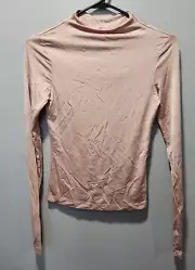 All Saints Womens 0 Top Marina Pink Funnel Neck Slinky Form Fitted Shirt Tee