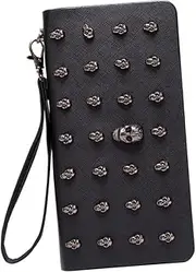 [CHILDWEET] Black Ladies Wallet Large Capacity Skeleton Zipper Purse Women's Coin Purse Fashionable Handbag