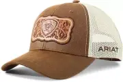 Ariat Womens Hat Baseball Cap Mesh Snap Logo Floral Patch Brown A300070002