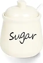 ONTUBE Ceramic Sugar Bowl with Lid and Spoon 12oz (beige)